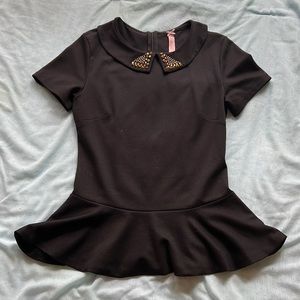 Black Fly Girl Peplum Shirt